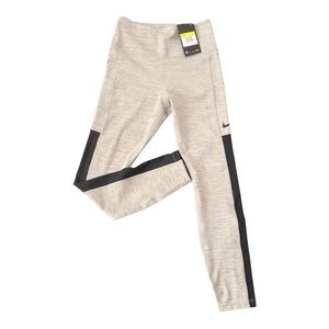 NIKE Women Training Crop Mesh Tights Grey/Black CJ1816 091 - Small Tall